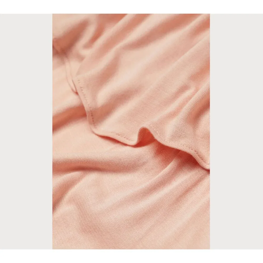 H&M MAMA Long Jersey Maternity Dress (L) in Apricot Ruffle Shoulder Flounce Maxi - Picture 14 of 14